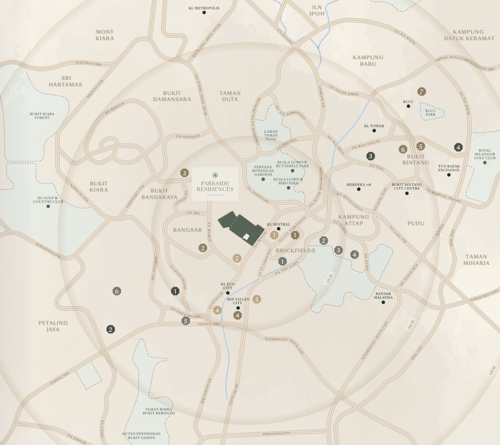 Parkside Residence Bangsar Location Map